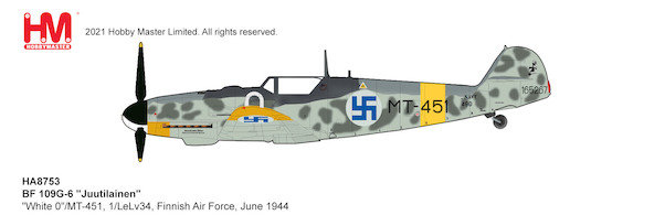 Messerschmitt Bf109G-6 "Juutilainen" "White 0"/MT-451, 1/LeLv34, Finnish Air Force-June 1944