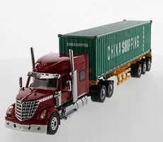 International Lonestar Day Cab w. 40Ft Ťahač + Príves - červená, žltá