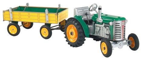 Traktor ZETOR s vlečkou - kovové disky - varianta zelená