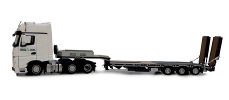 Mercedes-Benz Actros GigaSpace und Nooteboom Semitieflader anthrazit Holzplatten Deutz Design