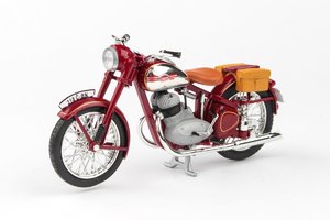 Jawa 350 Perak (1950) dark red with side bags