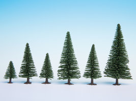 Coniferous trees mix 5pcs, height 5 - 9 cm