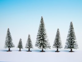 Snowy Fir Trees 25 pieces, 5 - 14 cm high