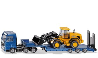 Nákladné auto MAN s nízkym nakladačom a kolesovým nakladačom JCB