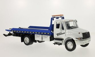 INTERNATIONAL DURASTAR FLAT BED TOW TRUCK FAST AND FURIOUS WHITE/BLUE