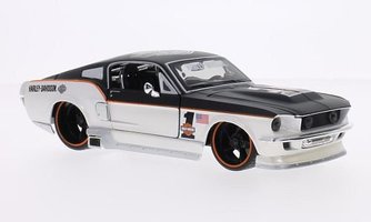 Auto Ford Mustang GT Tuning, metalická biela/matná čierna, Harley-Davidson, 1967