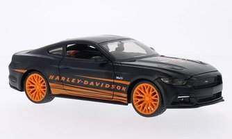 Car Ford Mustang GT, matt black/orange, Harley-Davidson, 2015