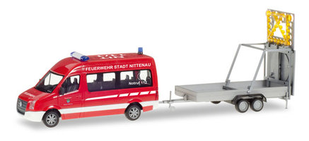 VW Crafter Bus HD with safety traffic trailer Feuerwehr Nittenau