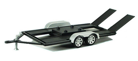 Trailer for 1:18 models, black - silver, with crank support