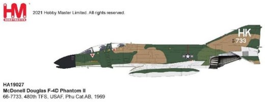 McDonnell Douglas F4D Phantom II, 66-7733/HK, 480th TFS, USAF, Phu Cat AB, 1969