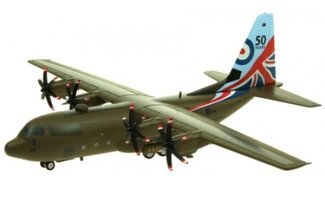 Lockheed Hercules C130J L382 RAF "50 Years" with stand