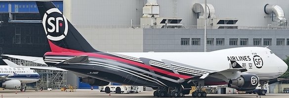 Boeing 747-400ERF SF Airlines with stand
