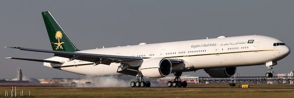 Boeing 777-300ER Kingdom of Saudi Arabia with stand