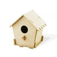 3D-Vogel-Haus-4 + 6 Farben und Pinsel