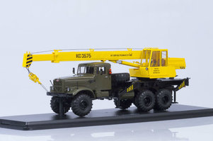 Truck crane KS-3575 (KRAZ-255B1) khaki-žltý
