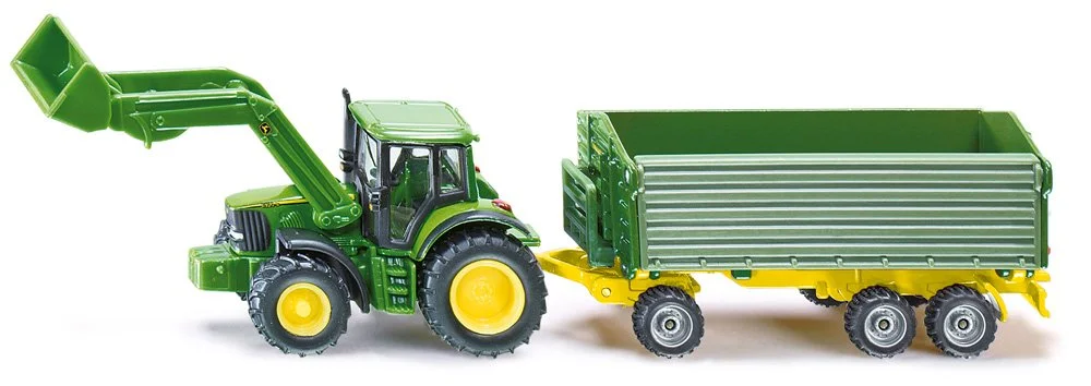 SIKU Farmer John Deere with front loader and trailer