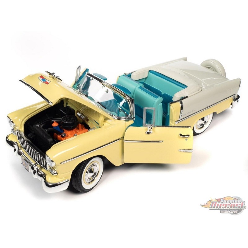 格安 CHEVROLET BEL AIR CABRIOLET 1955 YELLOW-SILVER モデルカー