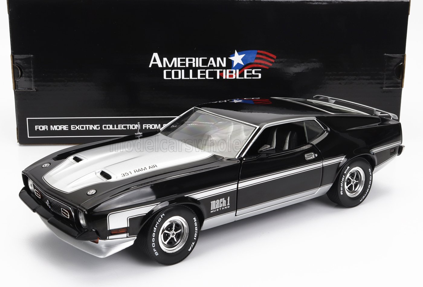 1/18 Sunstar 1971 Ford Mustang Mach 1 (Black) Diecast Car