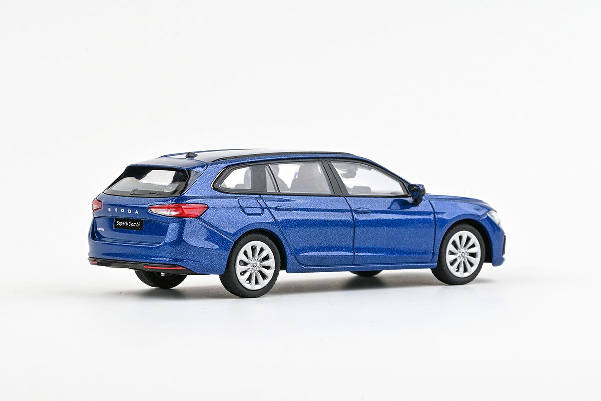 Abrex 1/43 - Skoda Superb IV Combi 2023 - Bleu Energy - Neuf Sous Boîte