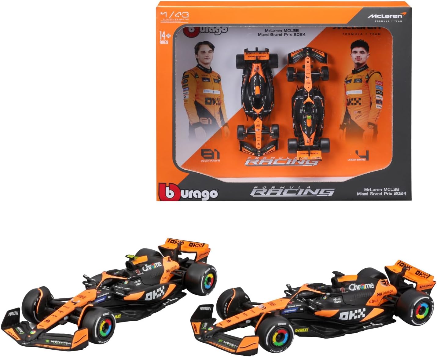 Mielno 800% シクレ2体セット Set 2x McLaren MCL38 Miami Grand Prix 2024 | Modelsnavigator.com