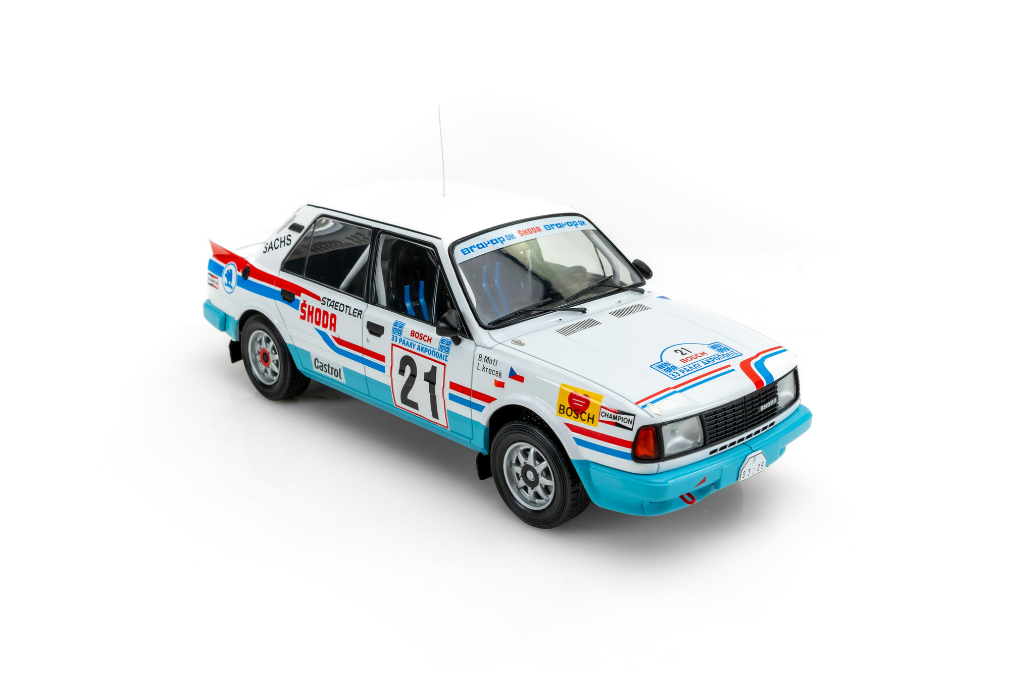 Miniature 1/18 IXO – Skoda 130LR #21 – Rallye Acropolis 1986 – Krecek/Motl – Neuf