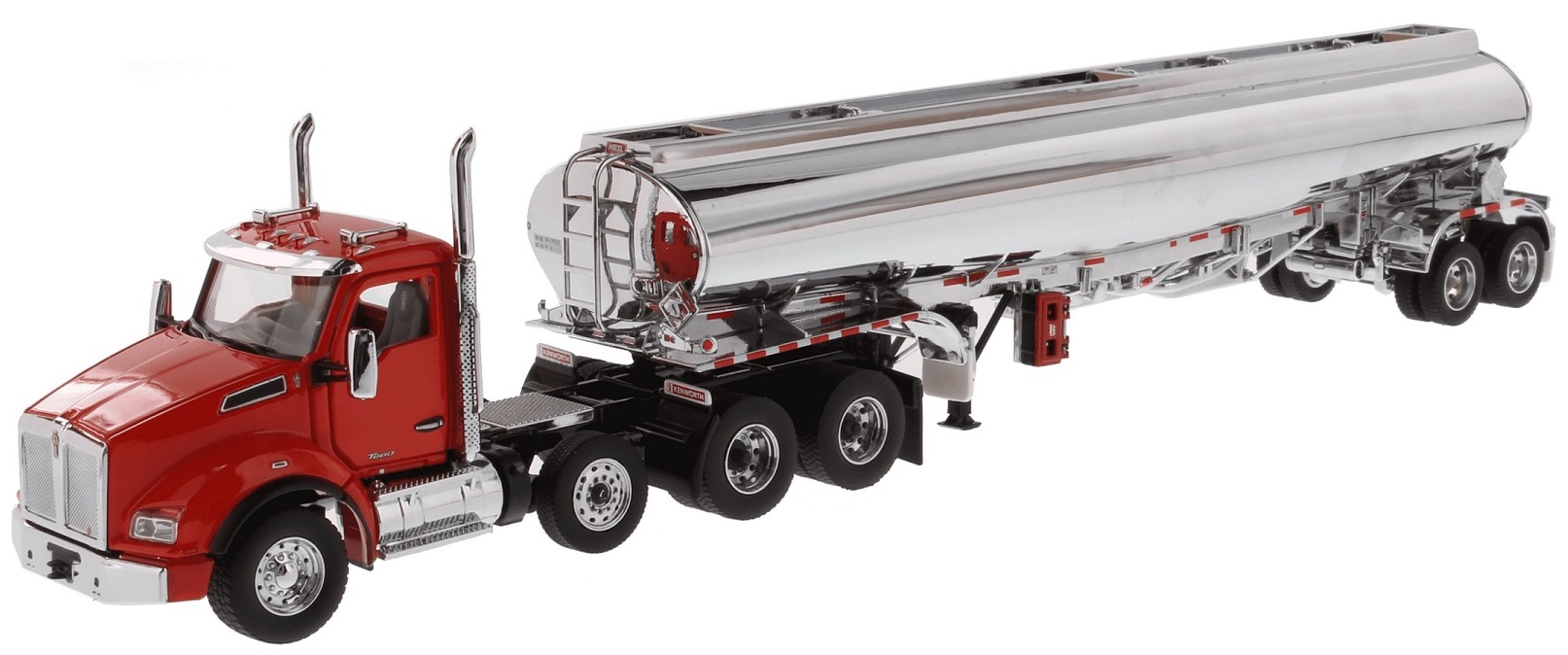 Kenworth T880S Red Cab Heil Fleet Duty 9300 DT C4 Chrome Petroleum Trailer