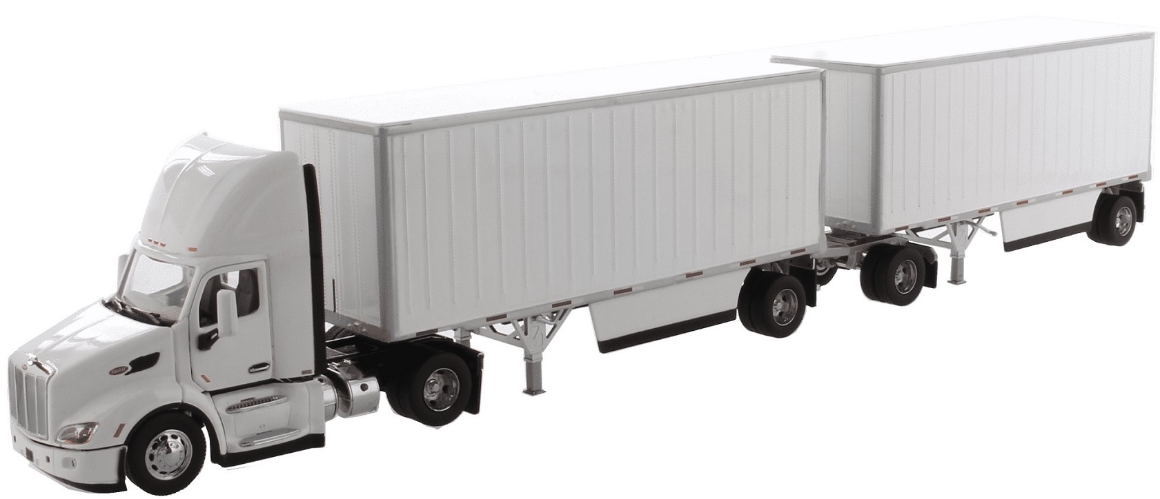 Peterbilt 579 UltraLoft Tractor White with Wabash National 28ft Pup Trailer  and one dolly