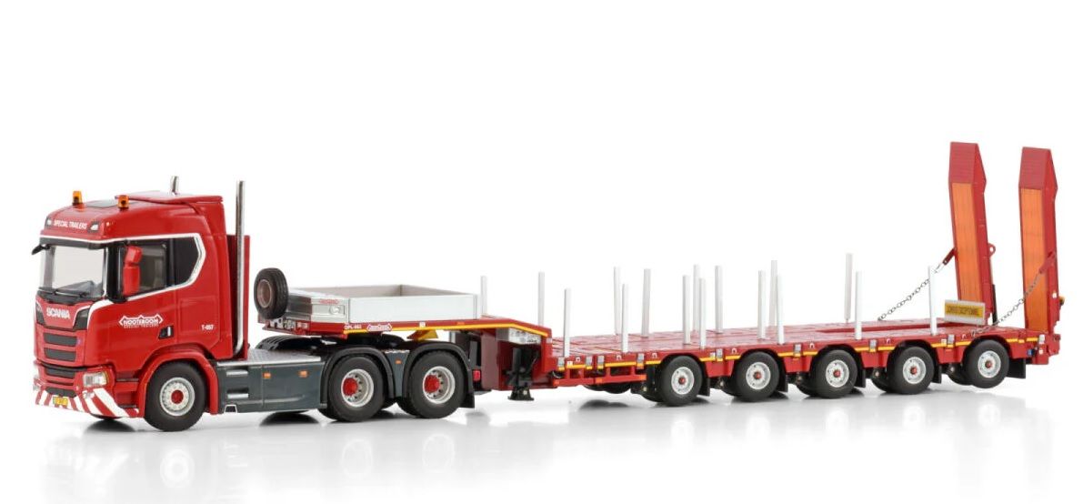 1/50 SCANIA ハイルーフ Nooteboom フラットベットトレーラー IMC 1/50 SCANIA S-Serie high roof Nooteboom flatbad trailer