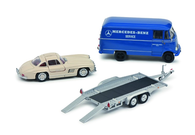 Schuco - Mercedes-Benz L319 mit Autoanhänger und Mercedes 300SL - 1:43